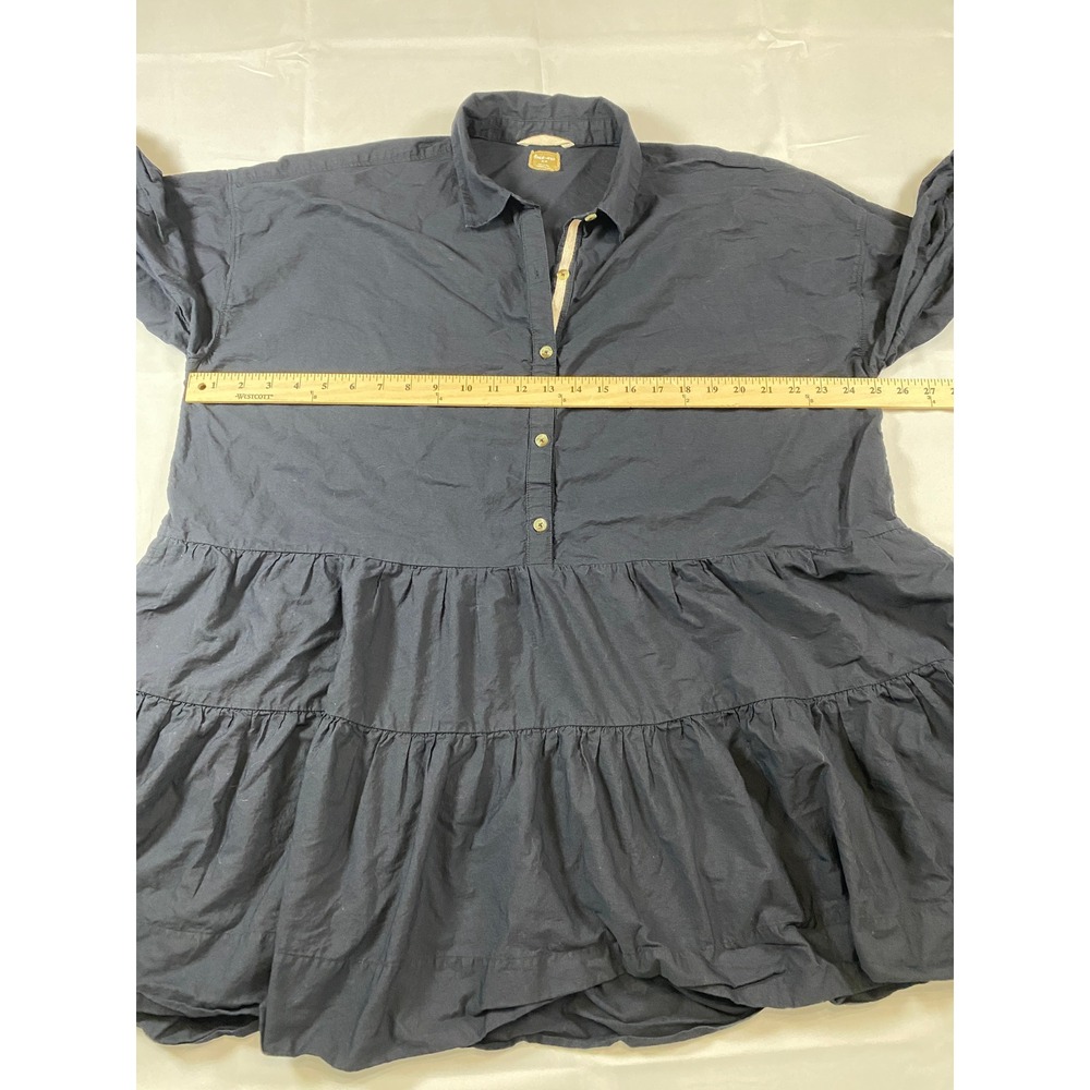 Free People Free-est Black Tiered Mini Dress Oversized Babydoll Balloon Sleeve M - Picture 8 of 10